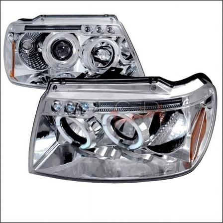 Spec-D Tuning  Halo LED Projector Headlights for 99 to 04 Jeep Grand Cherokee- Chrome - 10 x 19 x 22 in.