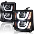 thumbnail image 1 of Spec-D Tuning Halo LED Turn Signal Black Projector Headlights Compatible with 2014-2015 Chevy Silverado 1500, Left + Right Pair Headlamps Assembly, 1 of 6