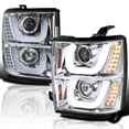 thumbnail image 1 of Spec-D Tuning Halo LED Turn Signal Chrome Projector Headlights Compatible with 2014-2015 Chevy Silverado 1500, Left + Right Pair Headlamps Assembly, 1 of 6