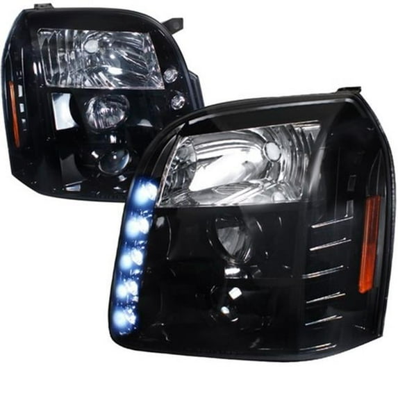 Spec-D Tuning Halo Projector Headlight Gloss Black Housing Smoke for 07 to 10 GMC Denali