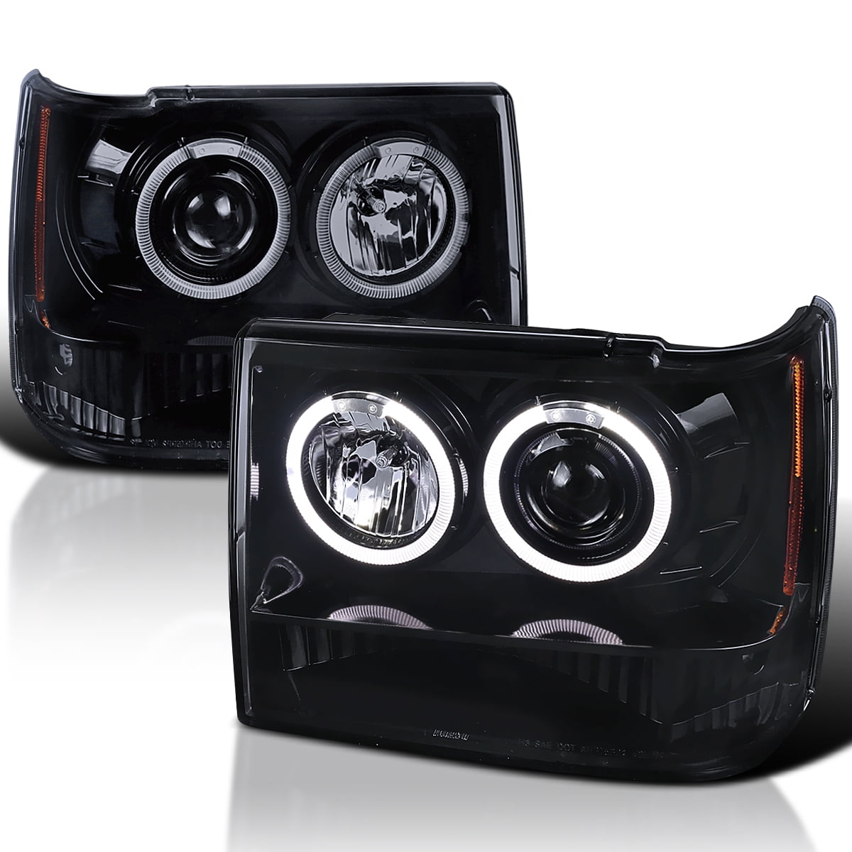 SpecD Tuning Halo Projector Headlight Gloss Black Housing Smoke for 93