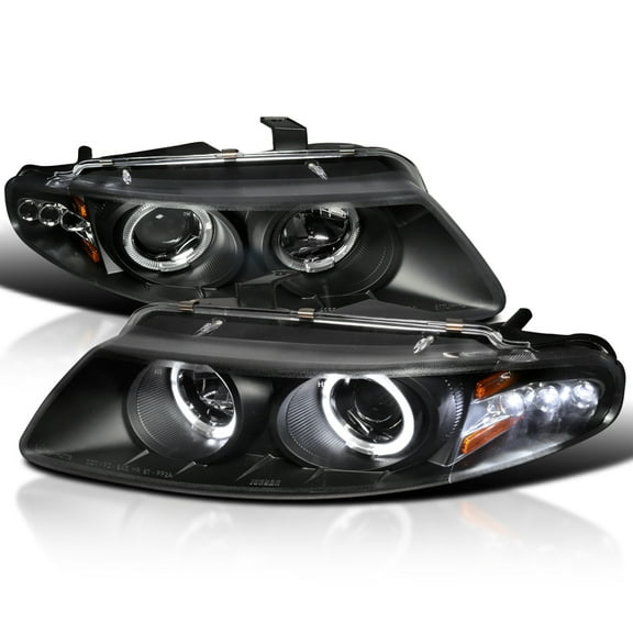 Spec-D Tuning Halo Projector Headlights Black Compatible with 1997-2000 Dodge Avenger, 1997-2000 Chrysler Sebring 2 Door Coupe, Left + Right Pair Headlamps Assembly