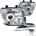 thumbnail image 1 of Spec-D Tuning Halo Projector Headlights Chrome + LED Lamps Compatible with 2005-2008 Frontier Pathfinder Left + Right Pair Headlamps Assembly, 1 of 2