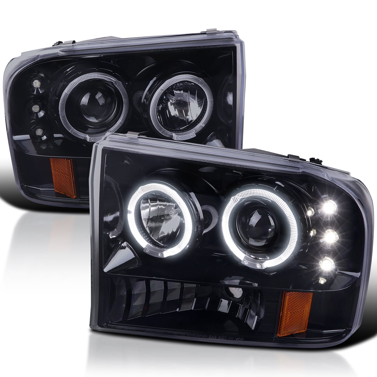 Spec-D Tuning Halo Rim LED Glossy Black Housing Smoke Lens Projector ...