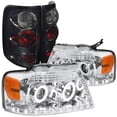 thumbnail image 1 of Spec-D Tuning Halo Rim LED Glossy Black Projector Headlights + LED Bumper Fog Compatible with Ford F150 Left + Right Pair Headlamps Assembly, 1 of 2