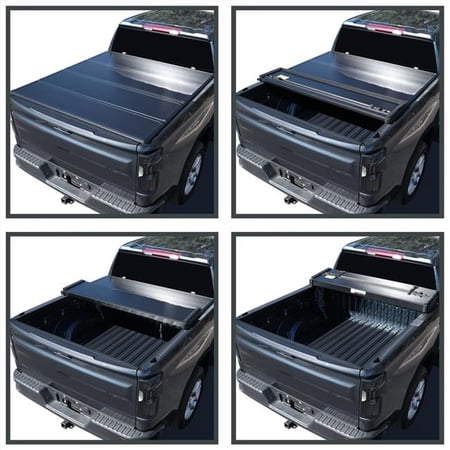 Spec-D Tuning Hard Quad Fold Tonneau Cover Compatible with Chevy Colorado Gmc Canyon 6'-1" Bed 2004-2011