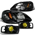 thumbnail image 1 of Spec-D Tuning Headlight W/ Fog Lamp Kit Black Yellow Compatible with 1999-2000 Honda Civic 2/3/4Dr Left + Right Pair, 1 of 2