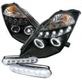 thumbnail image 1 of Spec-D Tuning JDM Black Halo Projector Headlights LED Daytime Fog Lamp Compatible with 2003-2005 350Z Left + Right Pair Headlamps Assembly, 1 of 2
