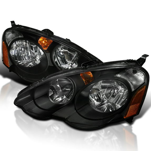 Spec-D Tuning JDM Black Headlights Compatible with 2002-2004 Acura RSX L+R Pair Head Light Lamp Assembly