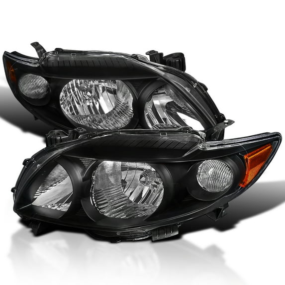 Spec-D Tuning JDM Black Headlights Compatible with 2009-2010 Toyota Corolla L+R Pair Head Light Lamp Assembly