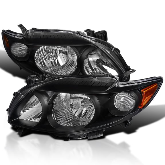Spec-D Tuning JDM Black Headlights Compatible with 2009-2010 Toyota Corolla L+R Pair Head Light Lamp Assembly