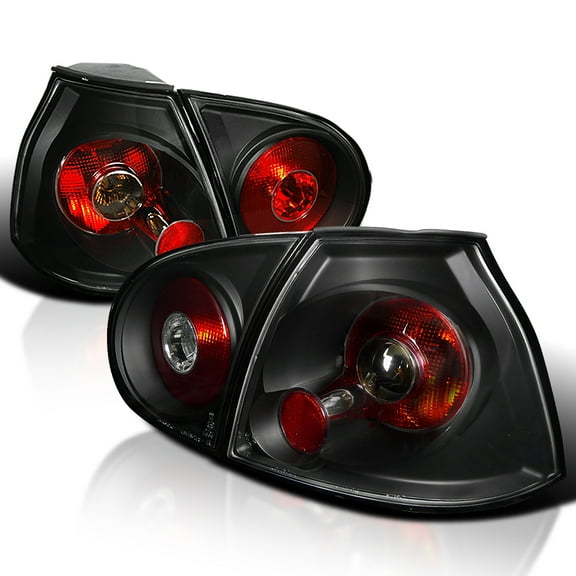 Spec-D Tuning JDM Black Tail Lights Compatible with 2006-2009 Volkswagen Golf MK5 GTI Rabbit R32, Left + Right Pair Assembly