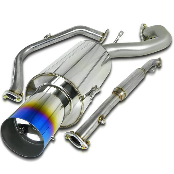 Spec-D Tuning Jdm 4" Tip Catback Muffler Compatible with 1995-1999 Mitsubishi Eclipse Gs Rs 2.0L Non-Turbo