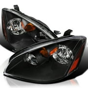 Spec-D Tuning Jdm Black Clear Headlights W/ Amber Reflector Compatible with 2002-2004 Nissan Altima L+R Pair Head Light Lamp Assembly