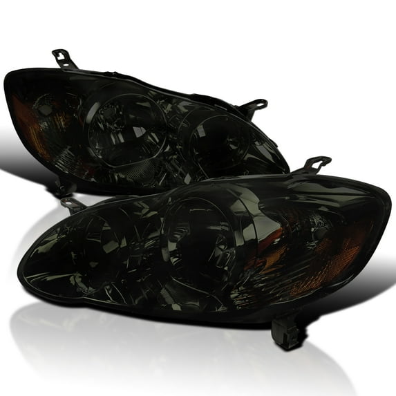 Spec-D Tuning Jdm Smoke Lens Headlights Compatible with 2003-2008 Toyota Corolla L+R Pair Head Light Lamp Assembly