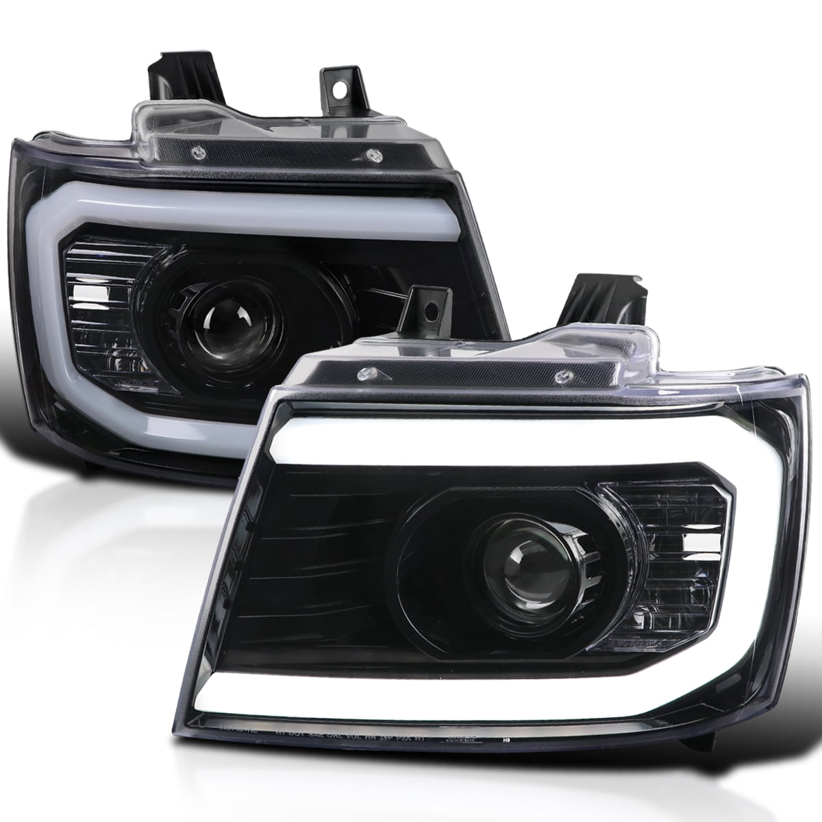 Spec-D Tuning Jet Black DRL LED Headlights Pair for Chevy 2007-2014 ...