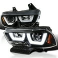 thumbnail image 1 of Spec-D Tuning Jet Black Dual LED Tube Projector Headlights Compatible with 2011-2014 Dodge Charger, Left + Right Pair Headlamps Assembly, 1 of 7