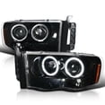 thumbnail image 1 of Spec-D Tuning Jet Black Halo Projector Headlights Compatible with 2002-2005 Dodge Ram 1500, 2003-2005 Dodge Ram 2500/3500, Left + Right Pair Headlamps Assembly, 1 of 6