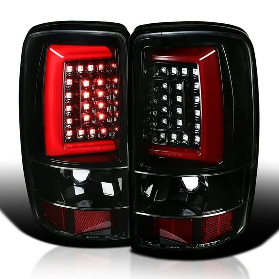 Spec-D Tuning Jet Black Housing Red LED Bar Tail Lights Compatible with 2000-2006 Chevy/GMC Suburban, Chevy Tahoe, GMC Yukon/Denali/XL, Left + Right Pair Assembly