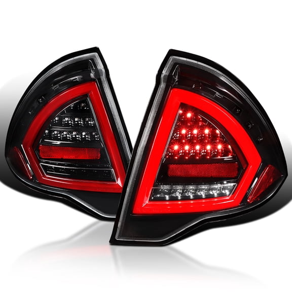 Spec-D Tuning Jet Black Housing Red LED Bar Tail Lights Compatible with 2010-2012 Ford Fusion, Left + Right Pair Assembly