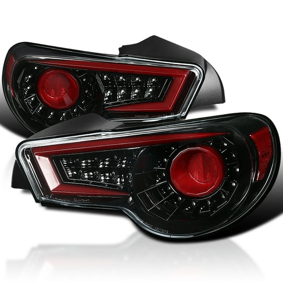 Spec-D Tuning Jet Black Housing Red Sequential LED Bar Tail Lights Compatible with 2013-2016 Scion FR-S, 2013-2016 Subaru BRZ, Left + Right Pair Assembly