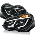 thumbnail image 1 of Spec-D Tuning Jet Black LED Bar Projector Headlights Compatible with 2001-2007 Mercedes-Benz W203 C-Class Sedan, Left + Right Pair Headlamps Assembly, 1 of 8