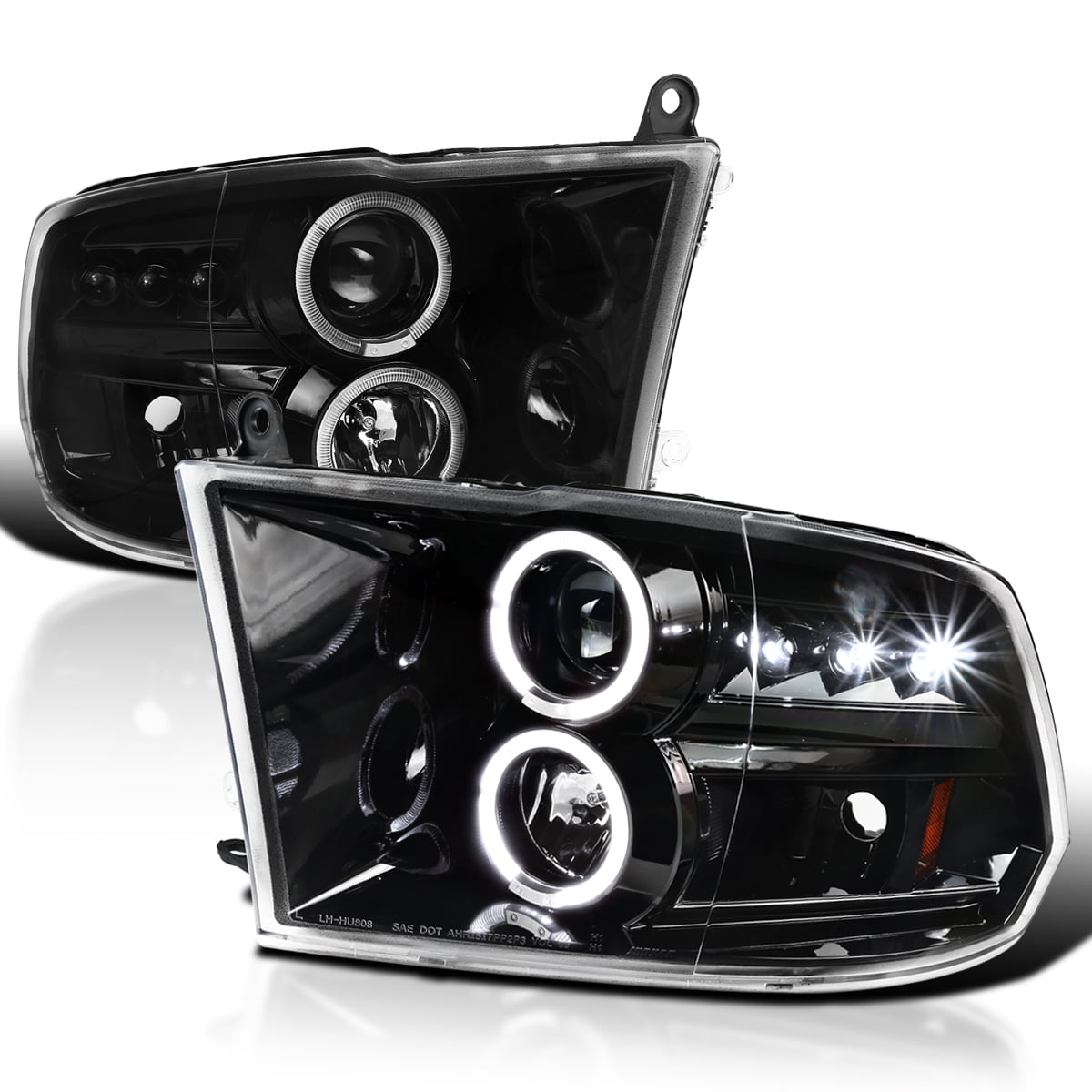 Spec-D Tuning Jet Black LED Dual Halo Projector Headlights for 2009 ...