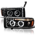 thumbnail image 1 of Spec-D Tuning Jet Black LED Dual Halo Projector Headlights Compatible with 1994-2001 Dodge Ram 1500/2500/3500, Left + Right Pair Headlamps Assembly, 1 of 5