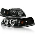 thumbnail image 1 of Spec-D Tuning Jet Black LED Dual Halo Projector Headlights Compatible with 1999-2004 Ford Mustang, Left + Right Pair Headlamps Assembly, 1 of 5