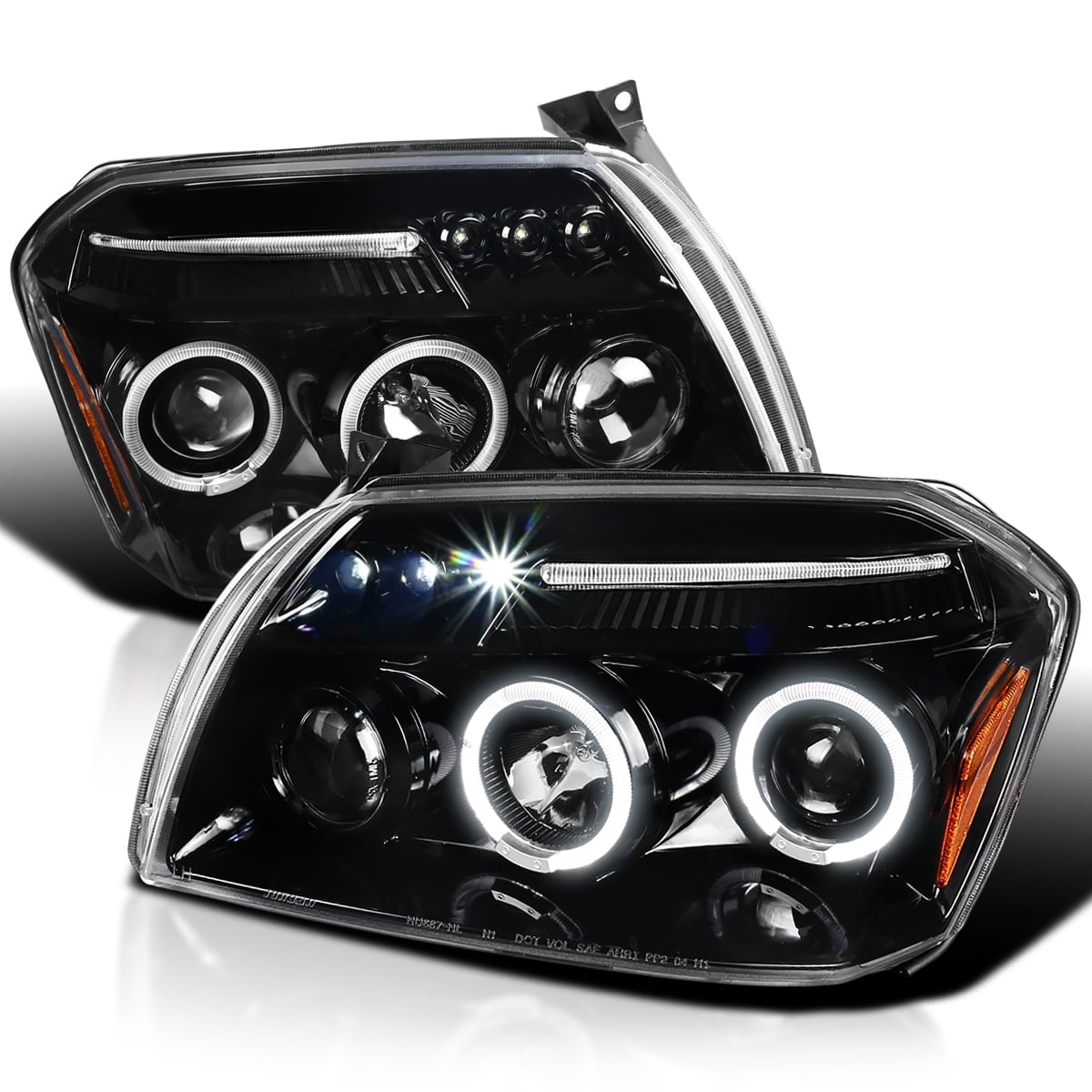 Spec-D Tuning Jet Black LED Dual Halo Projector Headlights Compatible ...