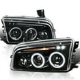 thumbnail image 1 of Spec-D Tuning Jet Black LED Dual Halo Projector Headlights Compatible with 2006-2010 Dodge Charger, Left + Right Pair Headlamps Assembly, 1 of 7