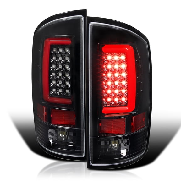 Spec-D Tuning Jet Black LED Tail Lights Compatible with 2007-2008 Dodge Ram 1500, 2007-2009 Dodge Ram 2500/3500, Left + Right Pair Assembly
