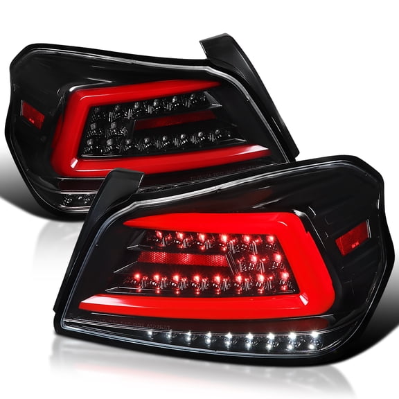 Spec-D Tuning Jet Black LED Tail Lights w/ Red Sequential LED Tube Compatible with 2015-2021 Subaru WRX / WRX STI Left + Right Pair Assembly