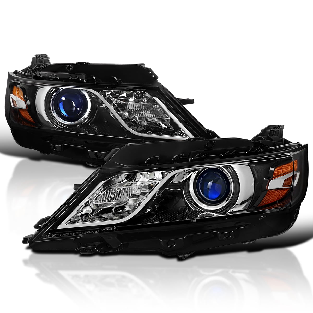 Spec-D Tuning Jet Black Halogen Type Projector Headlights Compatible ...