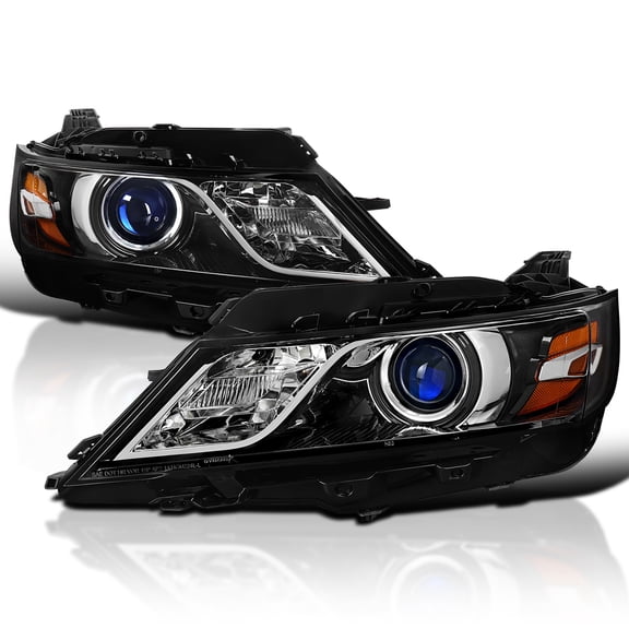 Spec-D Tuning Jet Black Halogen Type Projector Headlights Compatible with 2014-2020 Chevy Impala, Left + Right Pair Headlamps Assembly