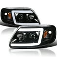 thumbnail image 1 of Spec-D Tuning Jet Black Projector Headlights w/ LED Light Bar Compatible with 1997-2003 Ford F-150, 2004 Ford F-150 Heritage, Left + Right Pair Headlamps Assembly, 1 of 5