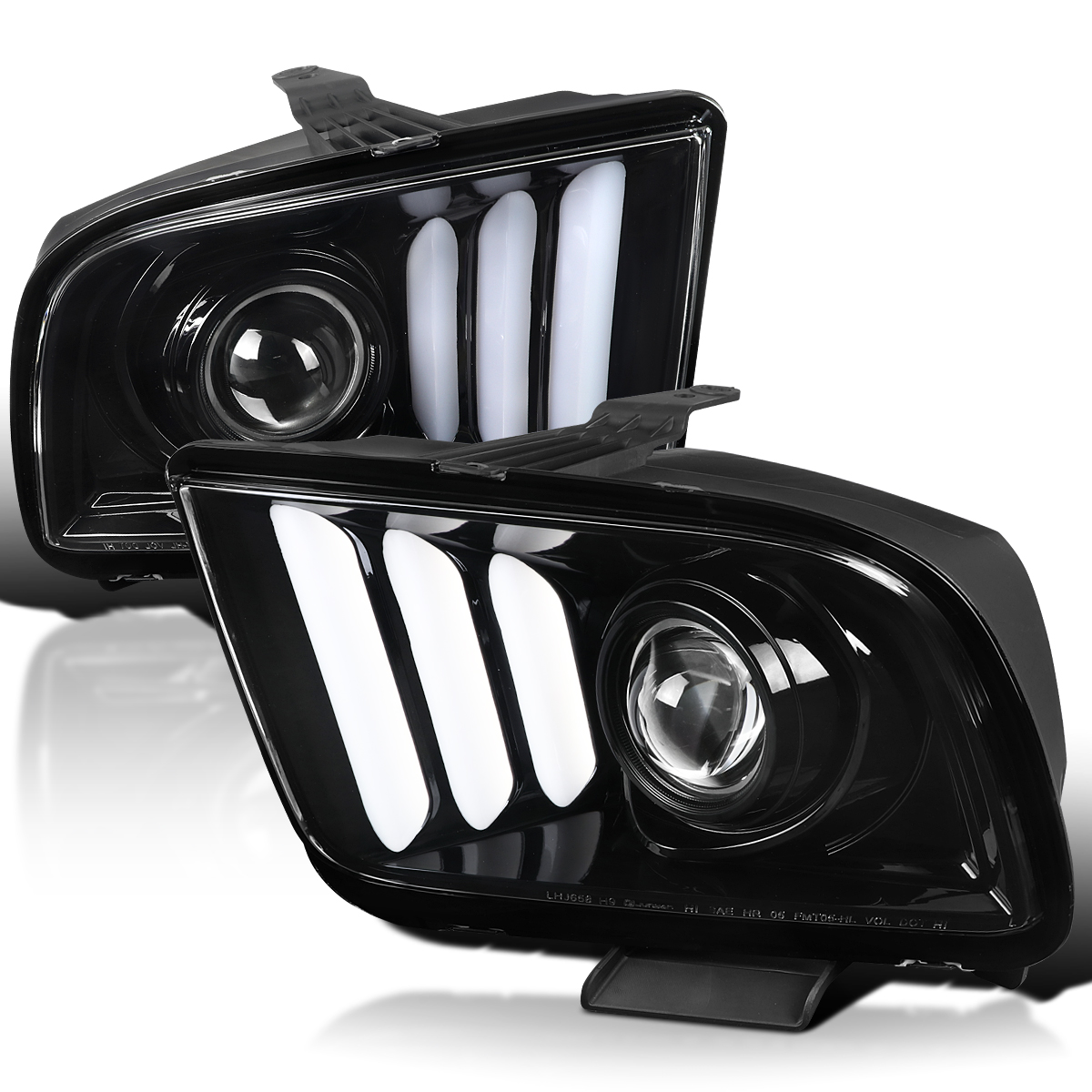 Spec-D Tuning Jet Black Projector Headlights w/ LED Light Bar ...