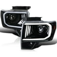 thumbnail image 1 of Spec-D Tuning Jet Black Projector Headlights w/ LED Tube Compatible with 2009-2014 Ford F150, Left + Right Pair Headlamps Assembly, 1 of 5