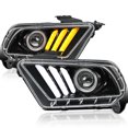 thumbnail image 1 of Spec-D Tuning Jet Black Projector Headlights w/ Sequential LED Bar Compatible with 2010-2014 Ford Mustang, Left + Right Pair Headlamps Assembly, 1 of 8