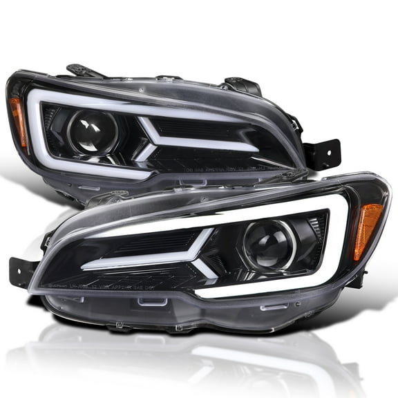 Spec-D Tuning Jet Black Projector Headlights w/ Sequential LED Turn Signal Compatible with 2015-2021 Subaru WRX STI with Halogen Headlights, L + R Pair Headlamp Assembly