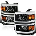 thumbnail image 1 of Spec-D Tuning Jet Black Projector Headlights w/ Silver Trim Compatible with 2014-2015 Chevy Silverado 1500, Left + Right Pair Headlamps Assembly, 1 of 5