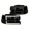 thumbnail image 1 of Spec-D Tuning LED Bar Black Housing Smoke Lens Headlights + Bumper Lights 4PC Clear Reflector Compatible with Chevy Silverado 1999-2002, 00-06 Tahoe Suburban, L+R Pair Assembly, 1 of 7