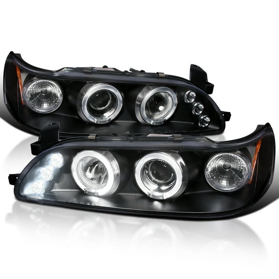Spec-D Tuning LED Black Projector Headlights Compatible with 1993-1997 Toyota Corolla, Left + Right Pair Headlamps Assembly
