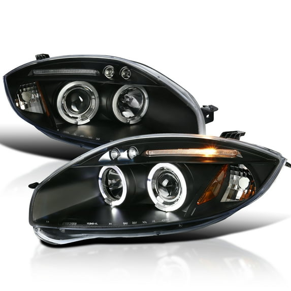 Spec-D Tuning LED Black Dual Halo Projector Headlights Compatible with 2006-2012 Mitsubishi Eclipse, Left + Right Pair Headlamps Assembly