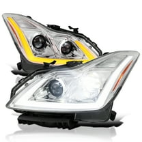 Spec-D Tuning Full LED Chrome Projector Headlights w/ Sequential Signal, DRL & Startup Animation Compatible with 2008-2013 Infiniti G37, 2014-2015 Q60, Left   Right Pair Headlamps Assembly