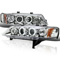 Spec-D Tuning LED Chrome Housing Clear Lens Projector Headlights Compatible with 1994-1997 Honda Accord 2-Door Coupe, 1994-1997 Honda Accord 4-Door Sedan, Left   Right Pair Headlamps Assembly