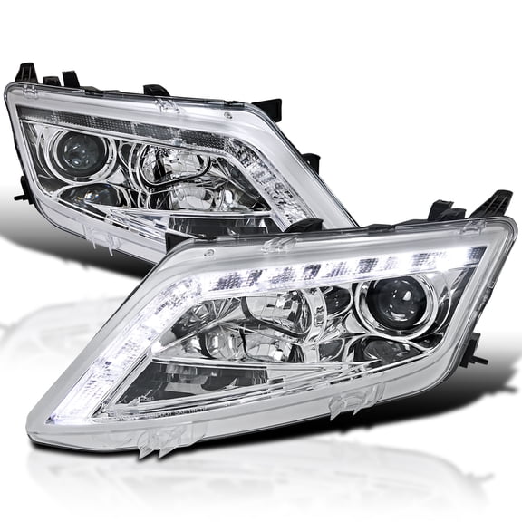 Spec-D Tuning LED Chrome Housing Clear Lens Projector Headlights Head Lamps Compatible with 2010-2012 Ford Fusion Left + Right Pair Headlamps Assembly