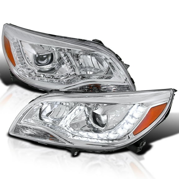 Spec-D Tuning LED Chrome Projector Headlights Compatible with 2013-2015 Chevy Malibu, Left + Right Pair Headlamps Assembly