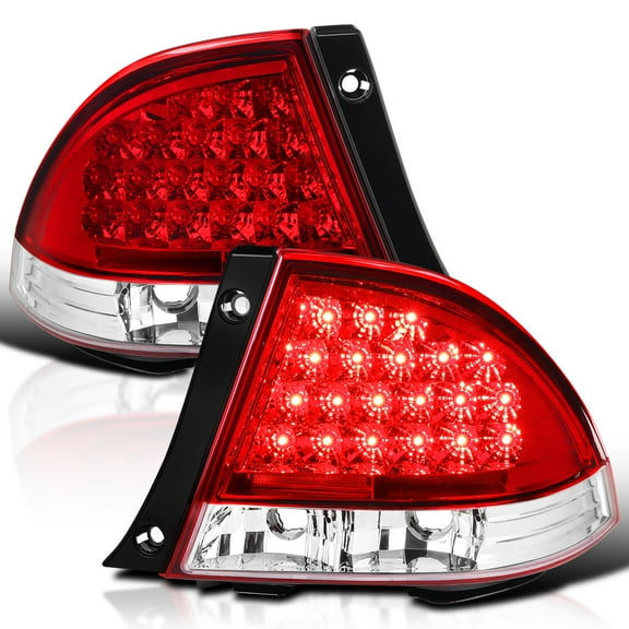 Spec-D Tuning LED Chrome Red Tail Lights Compatible with 2001-2005 Lexus IS300, Left + Right Pair Assembly