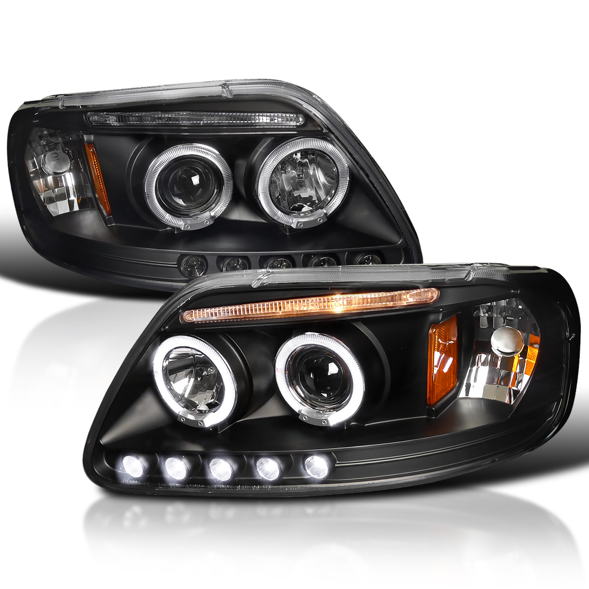 Plug-and-Play LED Headlights + Corner Lights For Ford F-150 & Expedition (97-04) | Clear Lens, Black Housing
